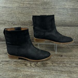 Rag & Bone Holly Boots Women's 9 Black Waxed Suede Ankle Pull On Booties Leather